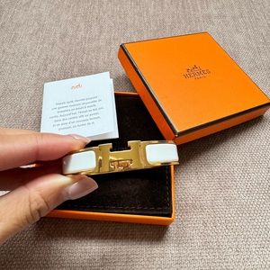 Hermes Clic H Bracelet PM Blanc White